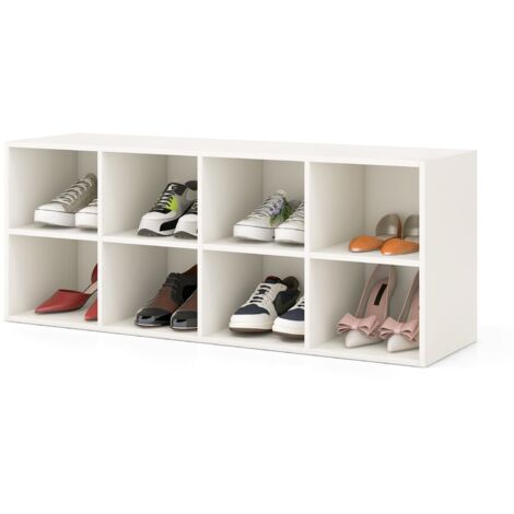 COSTWAY 8 Grid Shoe Bench 2 in 1 Shoe Organizer Entryway Modern Storage Cabinet (1/5)