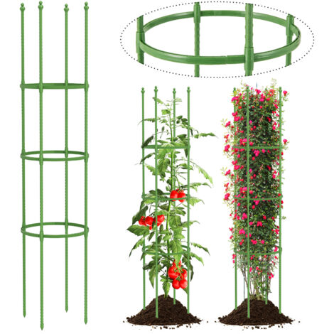 COSTWAY 2-Pack Tomato Cage 145 cm Tall Garden Plant Support Garden Trellis Green (1/5)