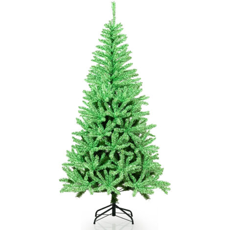 COSTWAY 180 CM Glow-in-the-dark Artificial Christmas Tree Hinged Xmas Tree (1/5)