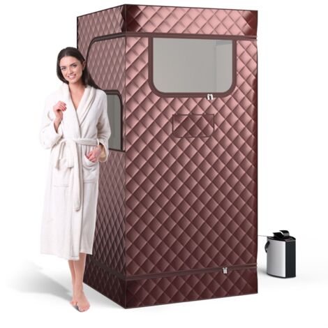 COSTWAY Portable Steam Sauna Home Full Body Sauna Box w/3L Steam Generator (1/5)