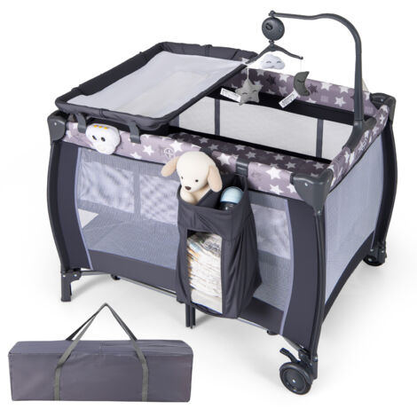 COSTWAY 3 in 1 Baby Activity Center Foldable Pack and Play-Grey