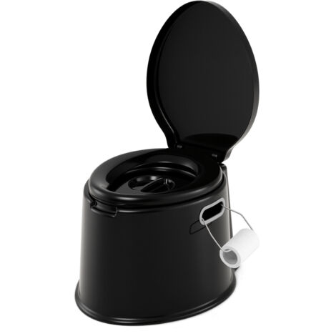 COSTWAY Portable Travel Toilet Camping Toilet w/Detachable Inner Bucket-Black