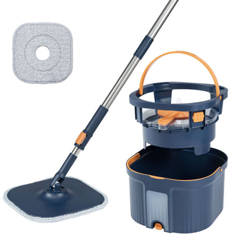 COSTWAY Spin Mop and Bucket Set 360° Deep Cleaning Mops-Navy (1/5)