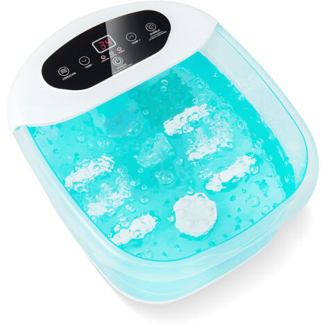 COSTWAY Foot Spa Massager Foot Bath Soak Tub with Heat & Bubble-Blue (1/5)