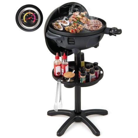 COSTWAY Electric BBQ Grill Indoor Outdoor Grill 2-Zone Non-Stick Grilling Plate