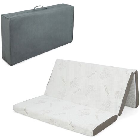 COSTWAY Double 10 cm Folding Gel-Infused Tri-fold Mattress Topper Cool Gel Memory Foam