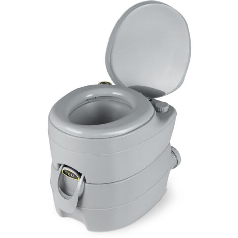 COSTWAY Portable Camping Toilet Compact Indoor Outdoor Commode-Dark Grey