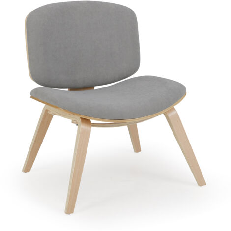COSTWAY Modern Accent Chair Upholstered Side Chair with Curved Backrest-Natural (1/5)