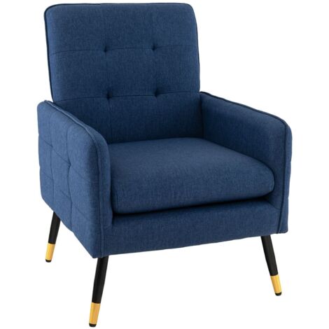 COSTWAY Modern Upholstered Sofa Chair Linen Fabric Accent Armchair Leisure Lounge Chair (1/5)