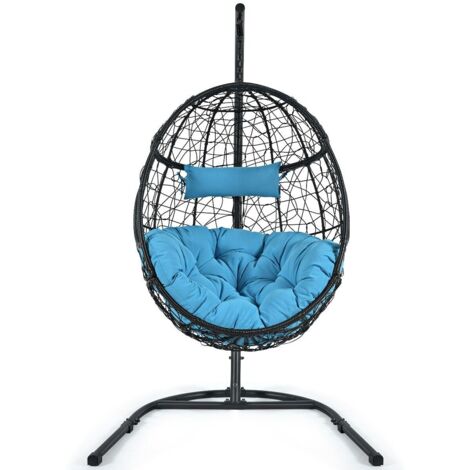 COSTWAY Egg Swing Chair Ultraviolet-Resistant Seat Cushion Hanging Basket Chair (1/5)