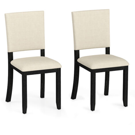COSTWAY Upholstered Dining Chairs Set of 2 with Soft Padded Seat-Beige (1/5)