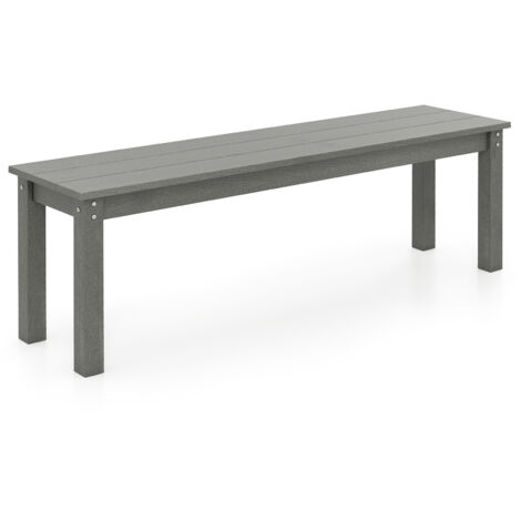 COSTWAY 140 CM HDPE Outdoor Bench 2-3 People Backless Patio Garden Bench-Grey (1/5)