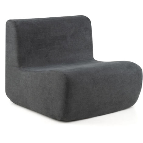 COSTWAY Bean Bag Chair with Velvet Fabric & Comfortable Support Grey (1/5)