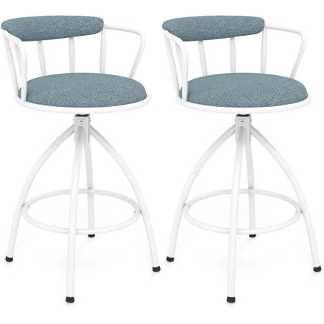 COSTWAY Swivel Bar Stools Set of 2 Blue Metal Frame Modern Kitchen Island Chairs-Blue (1/5)