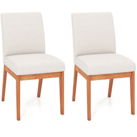 COSTWAY Modern Kitchen Chair Set of 2 Armless Dining Chair-Beige