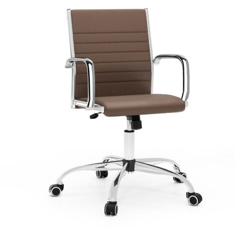 COSTWAY Office Chair Height Adjustable Conference Room Chair-Brown (1/5)