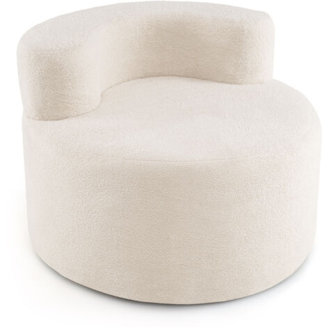 COSTWAY Moon Shaped Bean Bag Chair with Soft Teddy Fleece Cover and Curved Backrest White (1/5)