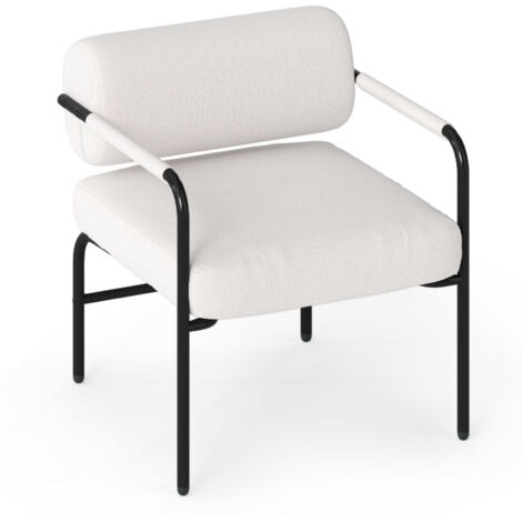 COSTWAY Modern Leisure Chair Velvet Upholstered Accent Chair-White