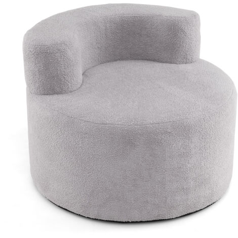 COSTWAY Moon Shaped Bean Bag Chair with Soft Teddy Fleece Cover and Curved Backrest Grey (1/5)