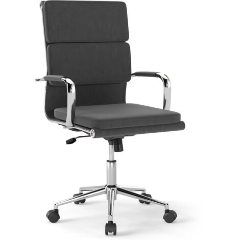 COSTWAY Ergonomic Office Desk Chair Modern Leathaire Conference Chair-Grey (1/5)