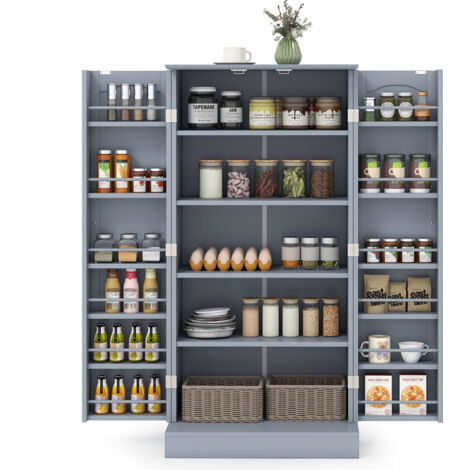COSTWAY Kitchen Storage Cabinet Freestanding Buffet Cupboards Sideboard-Grey