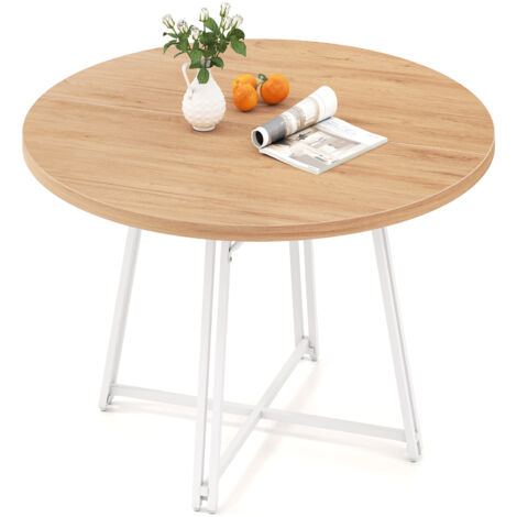 COSTWAY 47 Inch Dining Table Round Kitchen Table for 4-6 People-Natural (1/5)