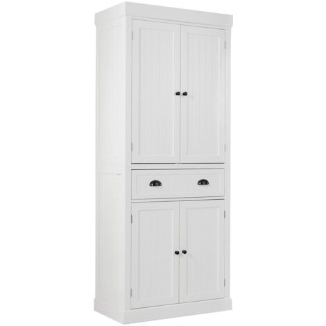 COSTWAY Wood Tall Storage Cabinet 2 Doors Display Organizer Freestanding Pantry Cupboard (1/5)