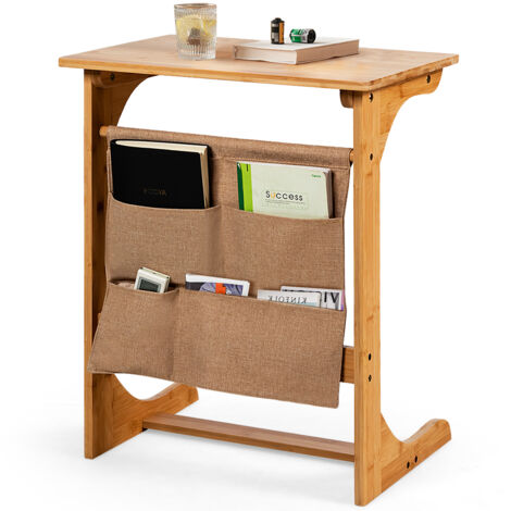 COSTWAY Bamboo Sofa Table Laptop Desk Coffee Snack End Table Bedside Table Natural (1/5)