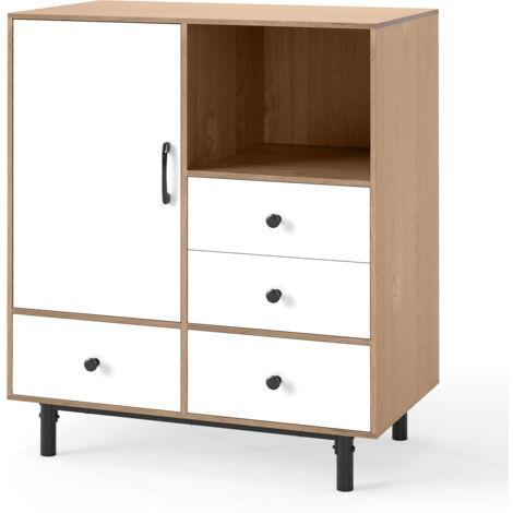 COSTWAY Buffet Sideboard Modern Storage Cabinet with 4 Drawers Natural (1/5)