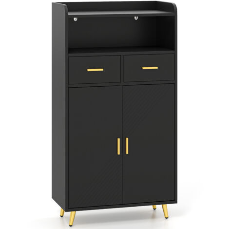 COSTWAY Buffet Sideboard Kitchen Storage Cabinet w/2 Doors & 2 Drawers-Black (1/5)