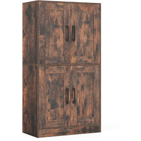 COSTWAY Pantry Cabinet Floor Storage Cabinet with Doors-Brown (1/5)