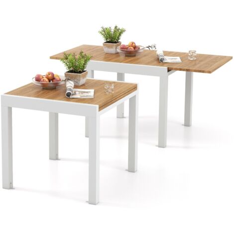 COSTWAY Patio Expandable Dining Table 80-160CM Adjustable Dining Table 4-6Person Brown (1/5)