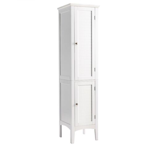 COSTWAY 5-Tier Bathroom High Cabinet Tall Narrow Storage Cabinet Organizer (1/5)