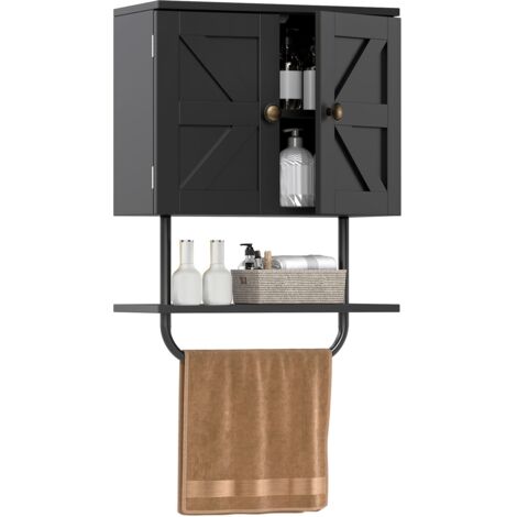 COSTWAY Bathroom Wall Cabinet Wall-Mounted Medicine Cabinet-Black (1/5)