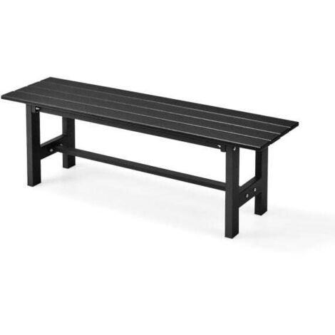COSTWAY 2 Person Outdoor Bench Slatted Seat Black 120x36x40cm Steel Frame Black