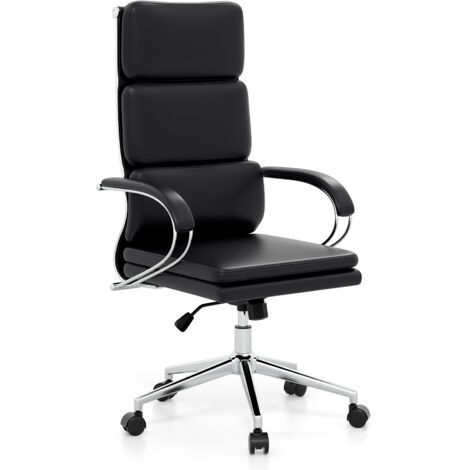 COSTWAY Ergonomic Leather Office Chair Executive Chair w/Adjustable Height-Black