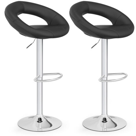 COSTWAY Swivel Bar Stool Set of 2 Height Adjustable PU Leather Counter Stools (1/4)
