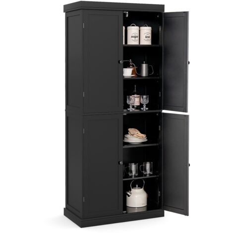 COSTWAY Kitchen Buffet Sideboard Freestanding Pantry Cabinet Storage Cupboard-Black (1/5)