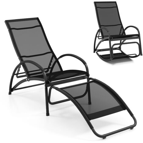 COSTWAY 2-in-1 Outdoor Rocking Chair Convertible Lounge Chair Patio Rocker (1/5)