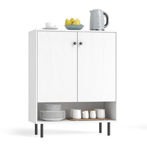 COSTWAY Sideboard Buffet Cabinet 2-Door Kitchen Storage Cabinet-White (1/5)