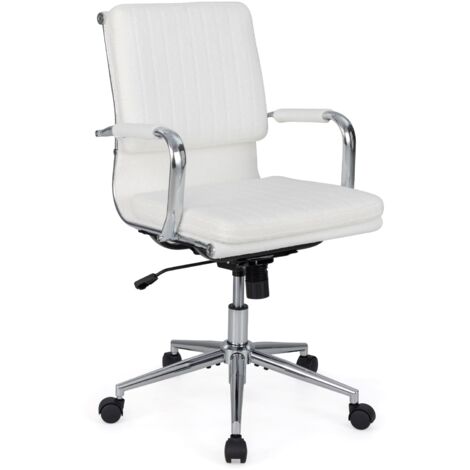 COSTWAY Accent Home Office Chair Adjustable Ergonomic Computer Desk Chair-White (1/5)