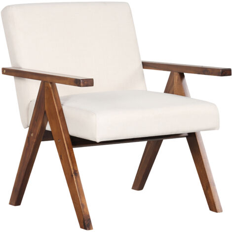 COSTWAY Modern Accent Chair Linen Fabric Armchair w/ Soft Padded Cushion Beige