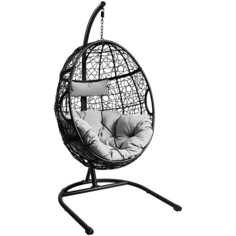COSTWAY Egg Swing Chair Ultraviolet-Resistant Seat Cushion Hanging Basket Chair (1/5)