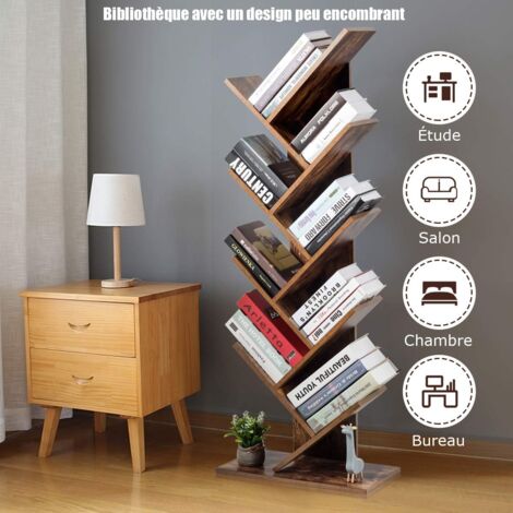 COSTWAY Bibliothèque Forme Arbre 8 Niveaux - Étagère Rangement Enfants Blanc Pour Livres Et Décoration