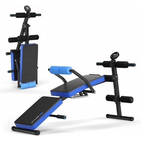 Bigzzia Adjustable Ab Exercise Bench, Abdominal Workout Machine Foldable  Sit Up Bench, Full Body Exercise Equipment with LCD Monitor for