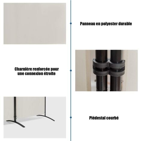 COSTWAY Paravent sur Pied 3 Panneaux Pliable,Brise Vue，Cloison de Séparation Pièce Protéger Privée, 260 x 183 CM Blanc