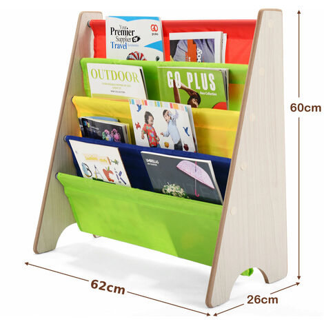 COSTWAY 4 Tier Kids Baby Bookshelf Magazine Rack Book Storage Display Organizer Holder