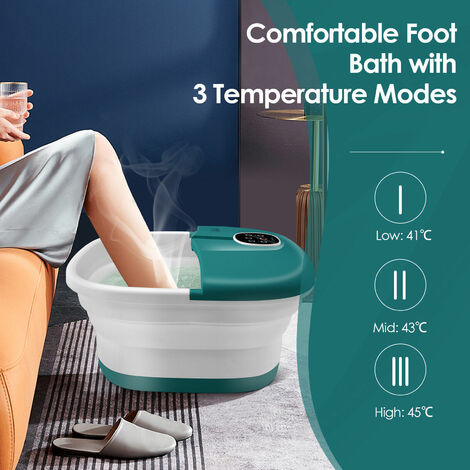 Folding Foot Bath Massage Bubble Foot Spa Basin with Medicine Box Remote Control