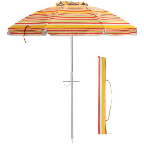 2M Patio Beach Umbrella Portable Sunshade Umbrella UPF 50+ with Sand Anchor