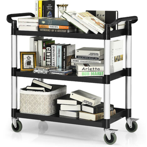 3 Tier Service Cart Large Kitchen Storage Trolley with Lockable Wheels Handles (1/5)